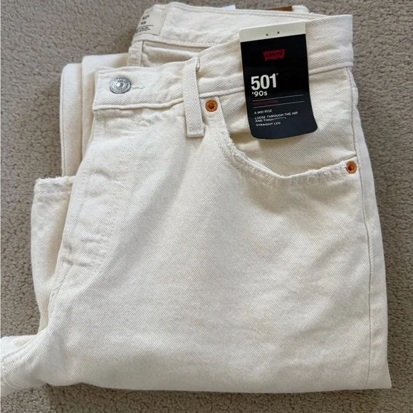 Levi’s 501 - 90s Women’s Jean - Ecru White 28x30 - Picture 3 of 4